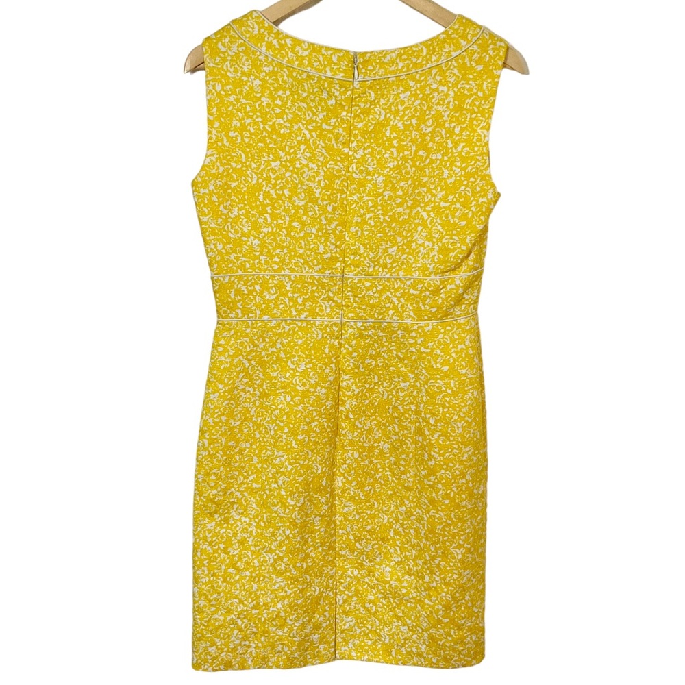 Tahari Arthur S. Levine Sunny Yellow & White Sheath Dress Beaded Necklin… - Picture 2 of 12